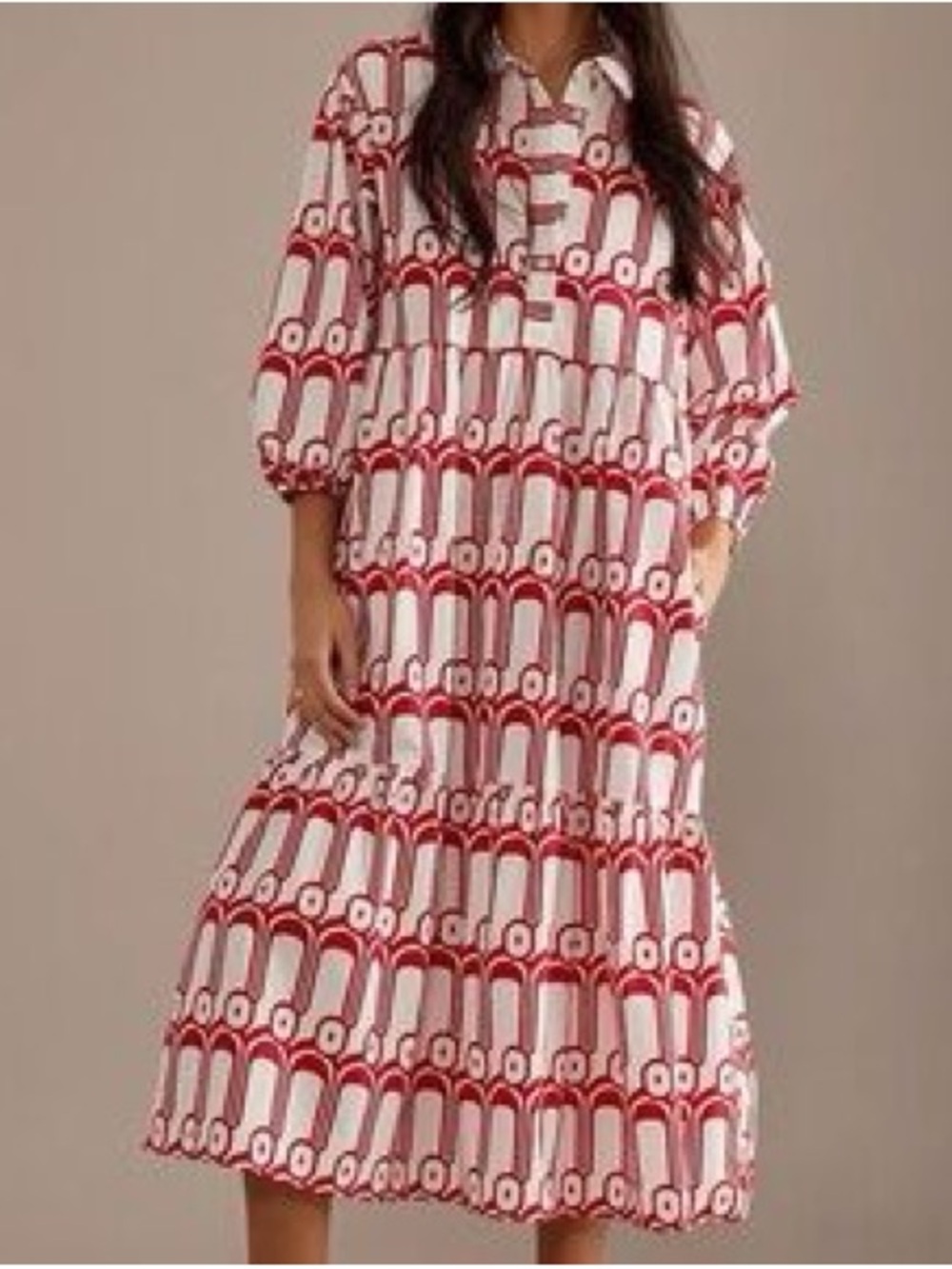 Anthropologie Red and White “Bettina” Dress by Maeve | size small - fits US 4-6 - Picture 5 of 8